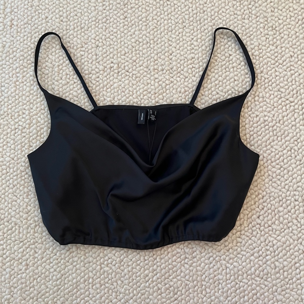 Vero Moda Black Satin Crop Top